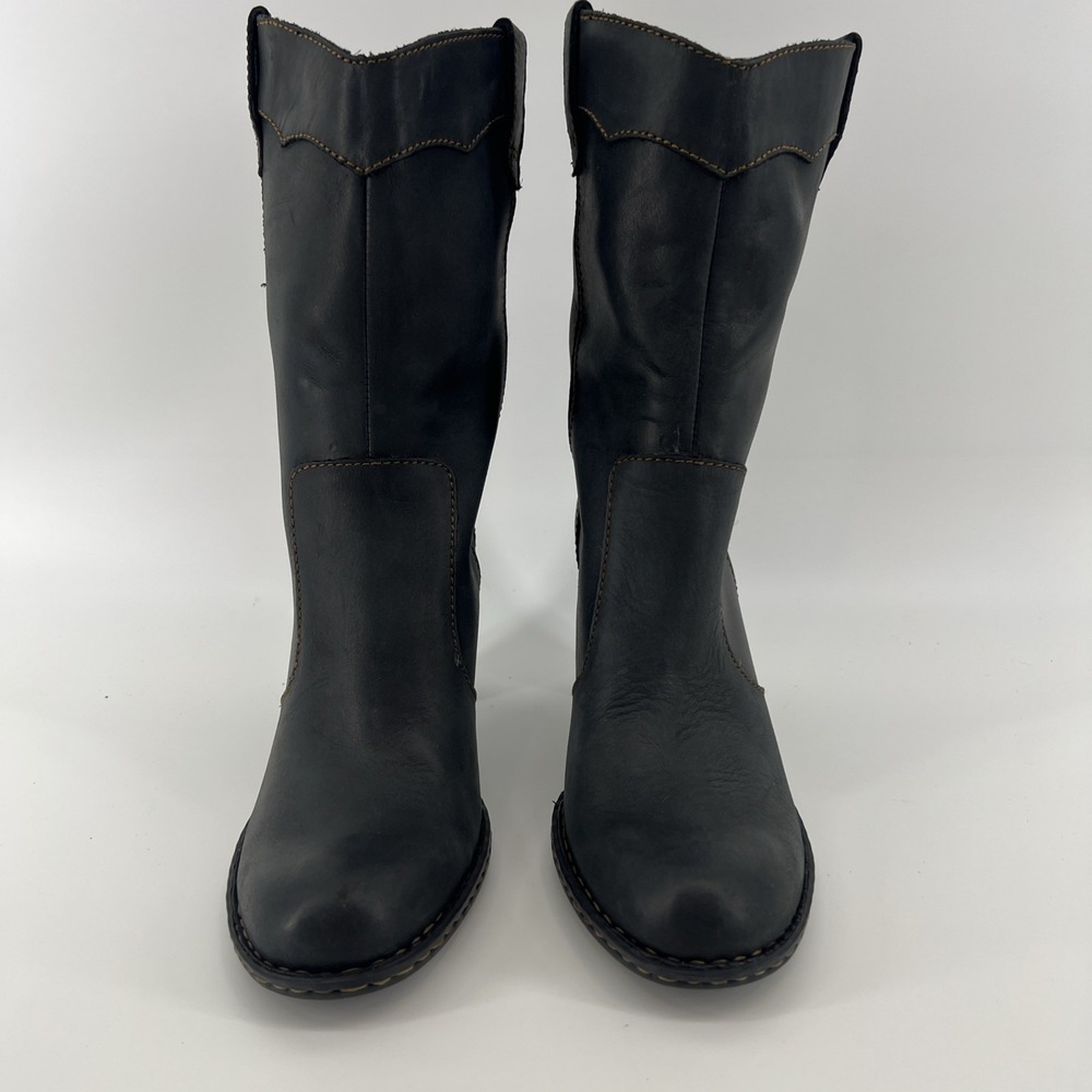 Born Womens Genevieve Western Boots 9.5 Black Leather Block Heel Booties Boho